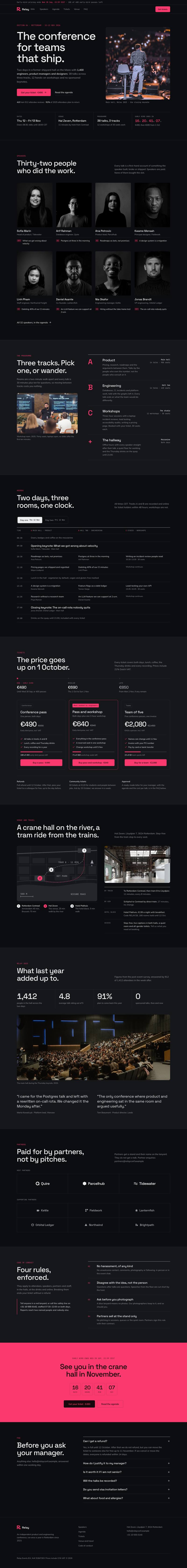 Tech Conference template, the whole page on desktop
