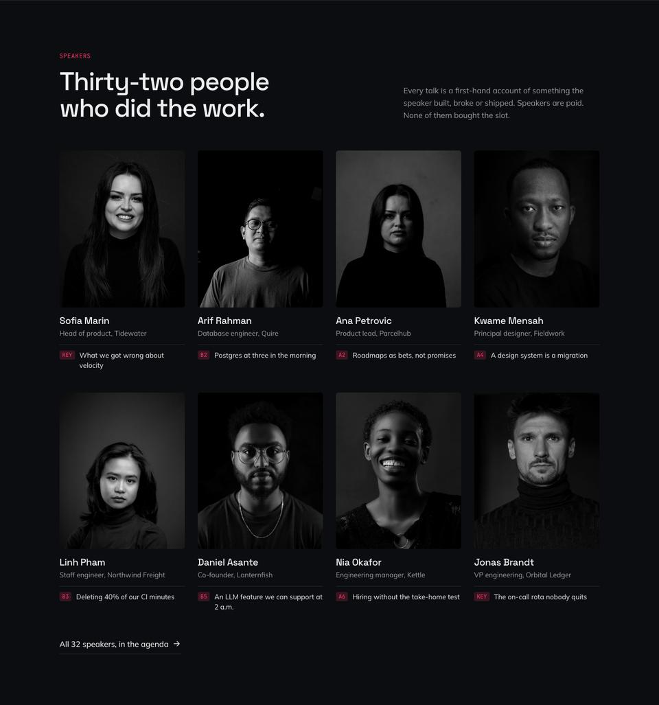 Tech Conference template — Speakers section