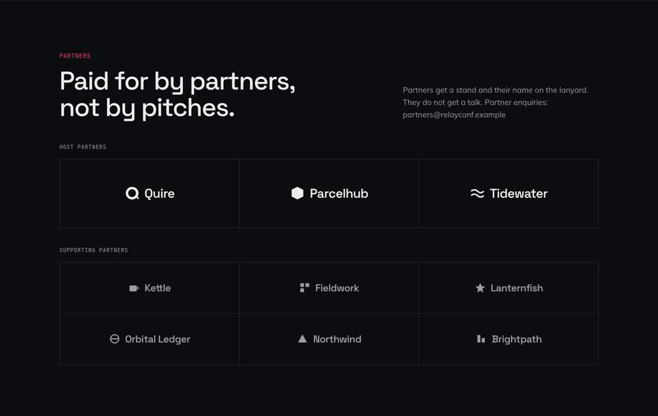 Tech Conference template — Partners section