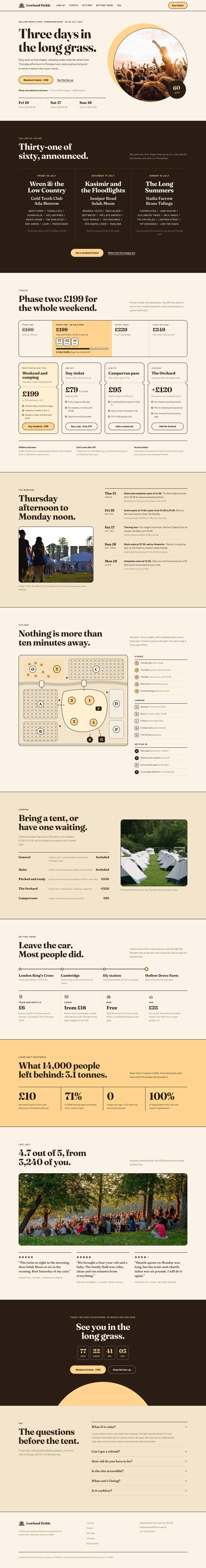 Music Festival template, the whole page on desktop