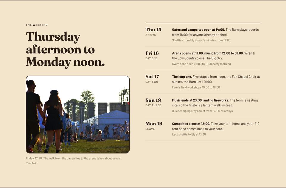 Music Festival template — The weekend section