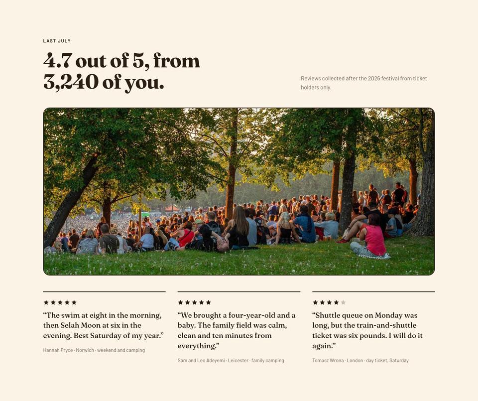 Music Festival template — Reviews section