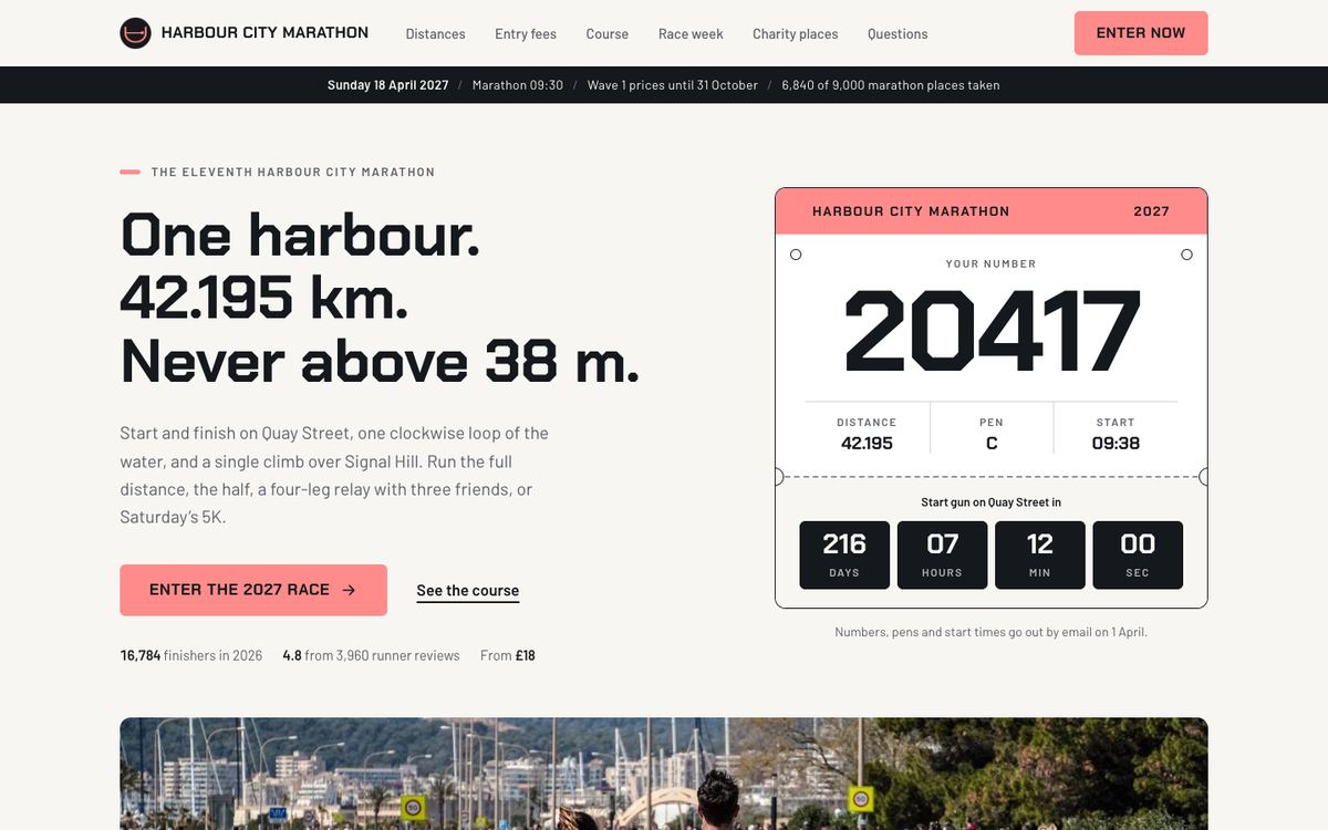 City Marathon Race Day landing page template