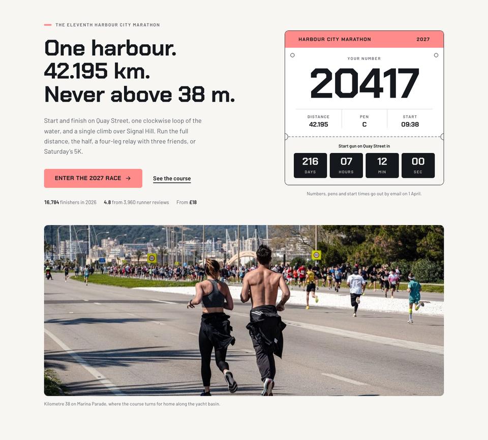 City Marathon Race Day template — Hero section