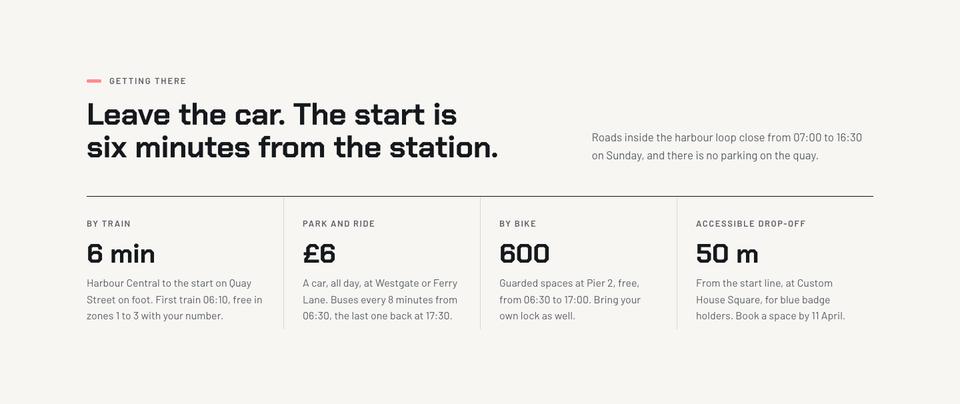 City Marathon Race Day template — Getting there section