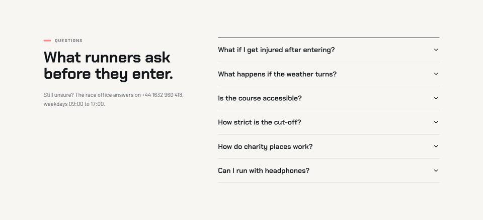 City Marathon Race Day template — Questions section