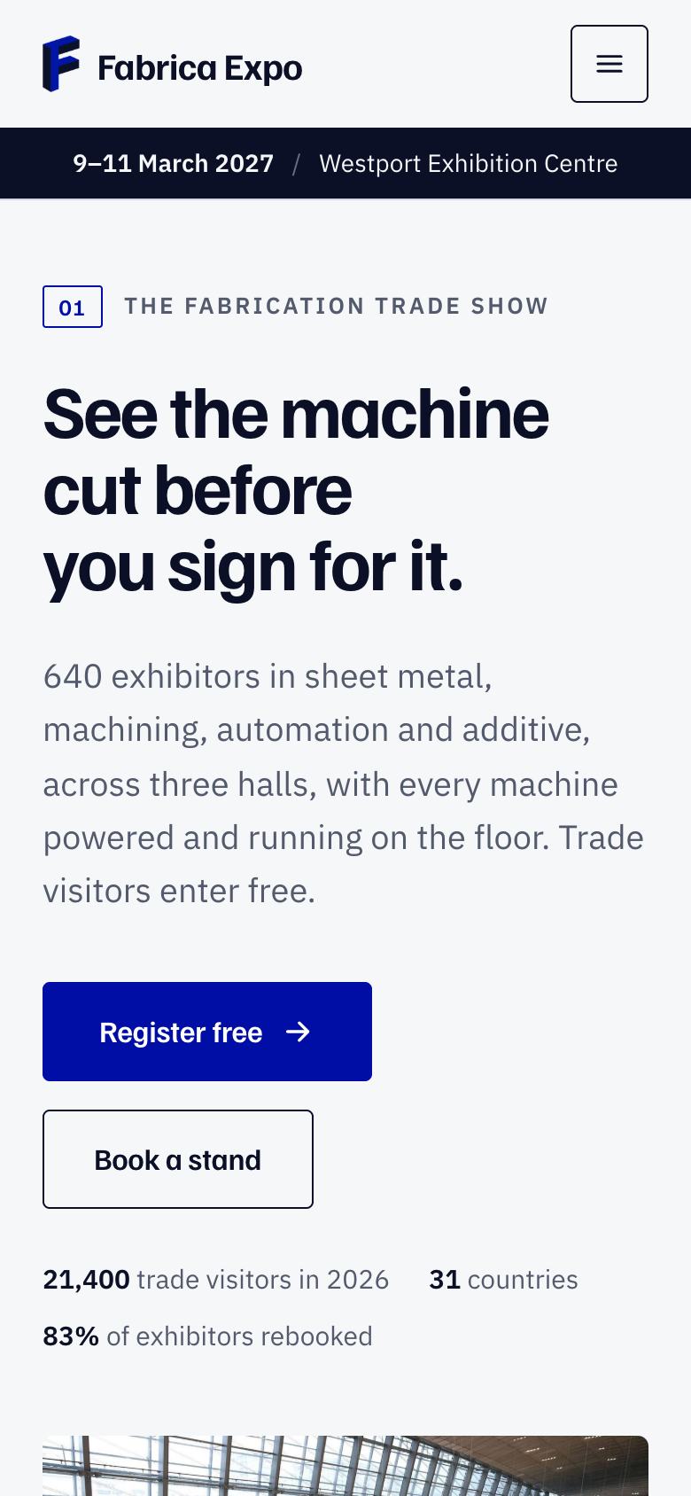 Trade Expo Floor Plan landing page template on a phone