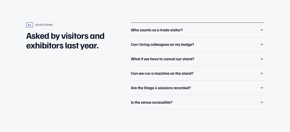 Trade Expo Floor Plan template — Questions section
