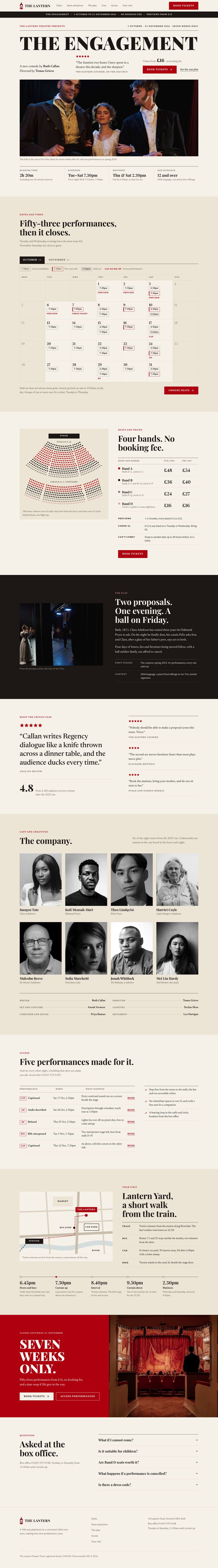 Theatre Show template, the whole page on desktop