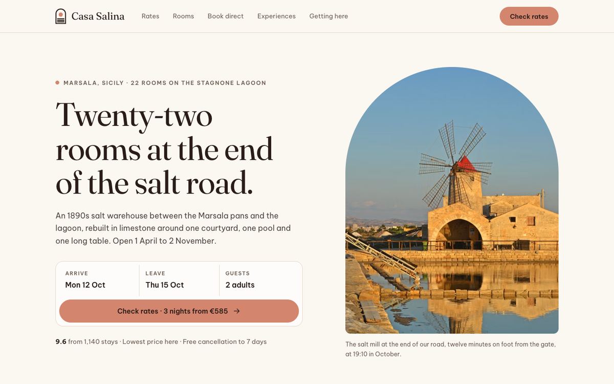 Boutique Resort Direct landing page template