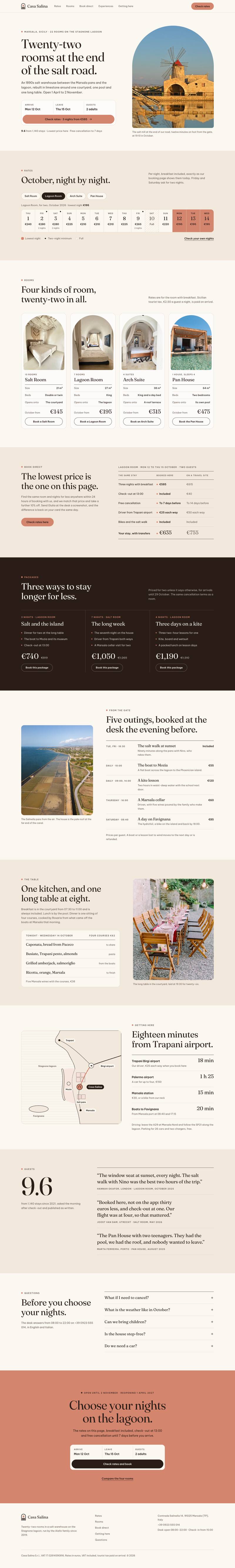 Boutique Resort Direct template, the whole page on desktop