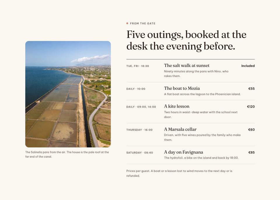 Boutique Resort Direct template — Experiences section