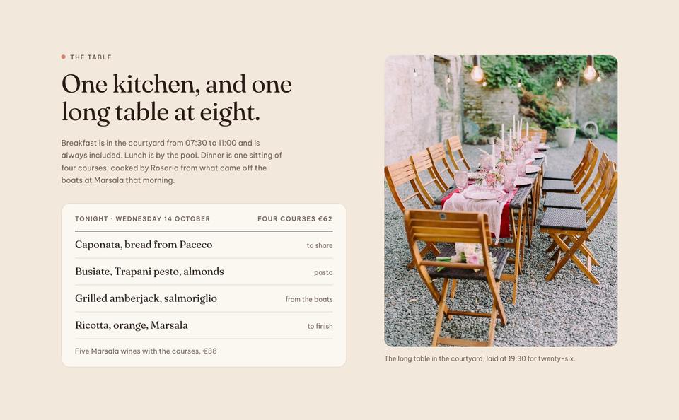 Boutique Resort Direct template — The table section