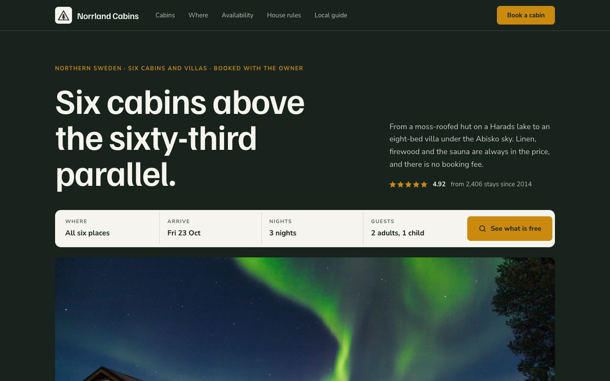 Cabin Rentals Direct landing page template