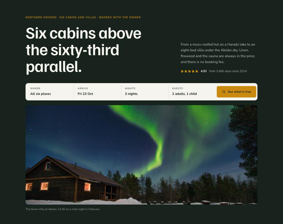 Cabin Rentals Direct template — Hero section