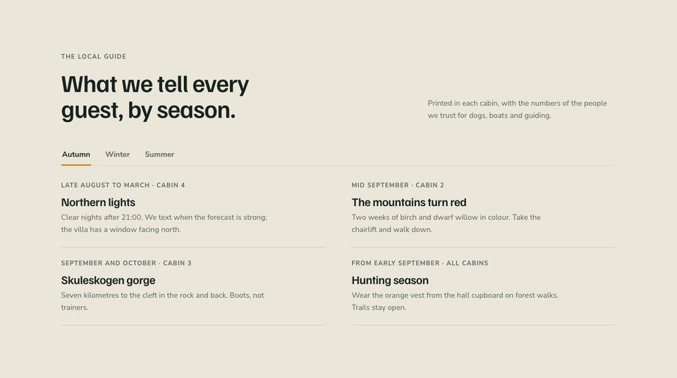 Cabin Rentals Direct template — The local guide section