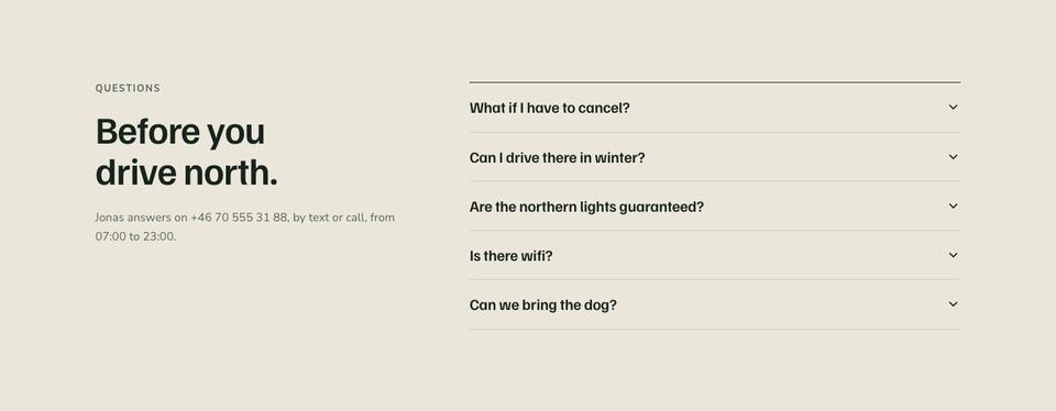 Cabin Rentals Direct template — Questions section