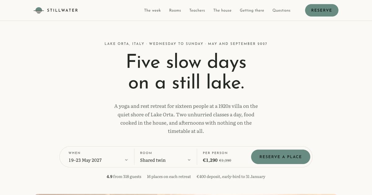 Wellness Retreat landing page template