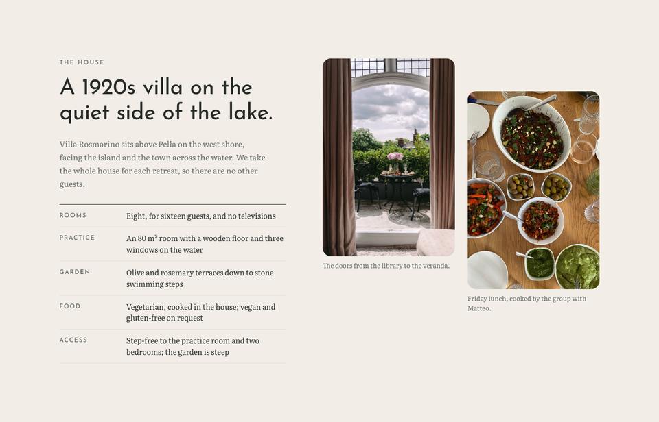 Wellness Retreat template — The house section