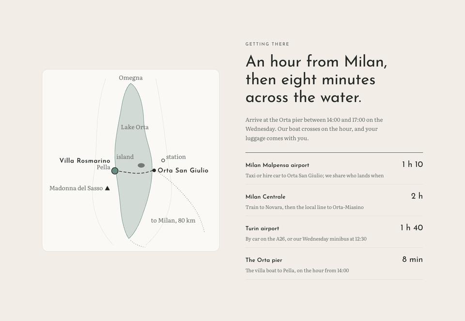 Wellness Retreat template — Getting there section