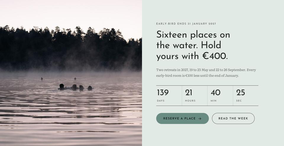 Wellness Retreat template — Reserve section