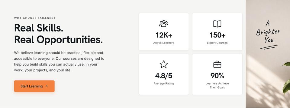 Online Courses Daylight template — Why choose us section