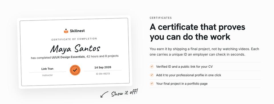 Online Courses Daylight template — Certificate section