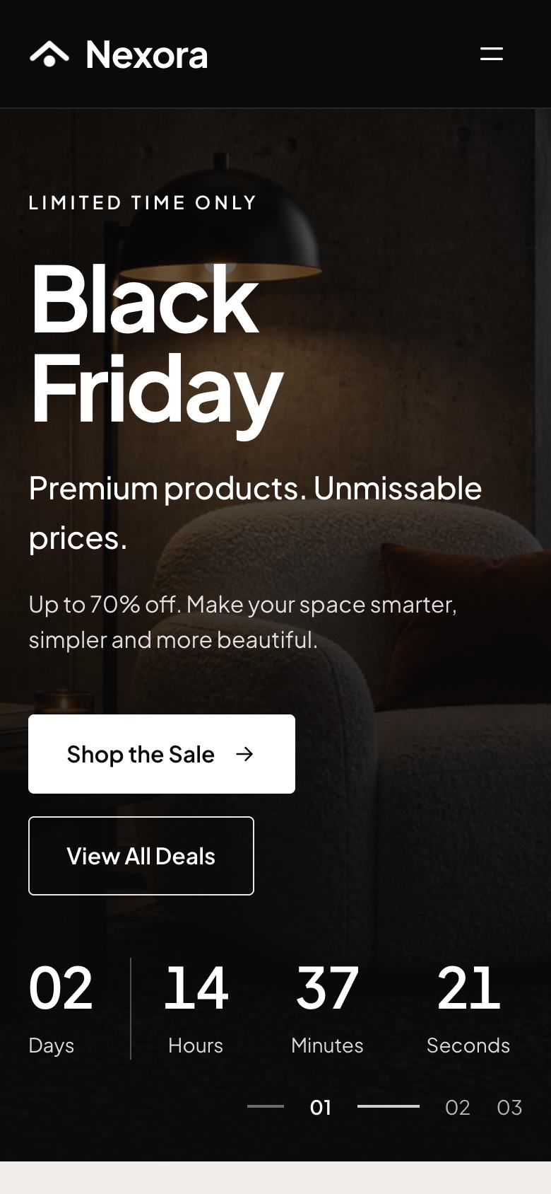 Black Friday Home Sale landing page template on a phone