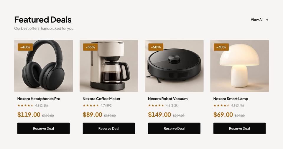 Black Friday Home Sale template — Featured deals section