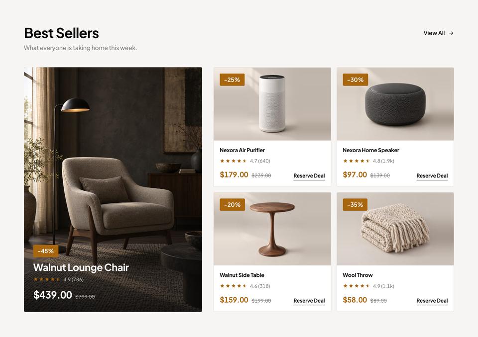 Black Friday Home Sale template — Best sellers section