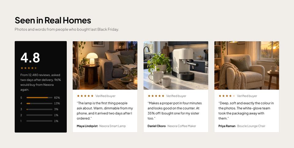 Black Friday Home Sale template — Seen in real homes section