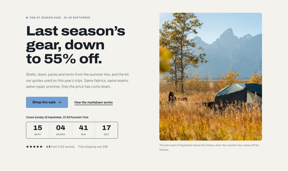 Outdoor Season End template — Hero section