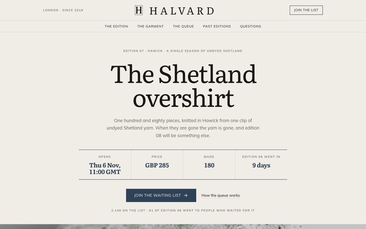 Waitlist Drop landing page template, desktop