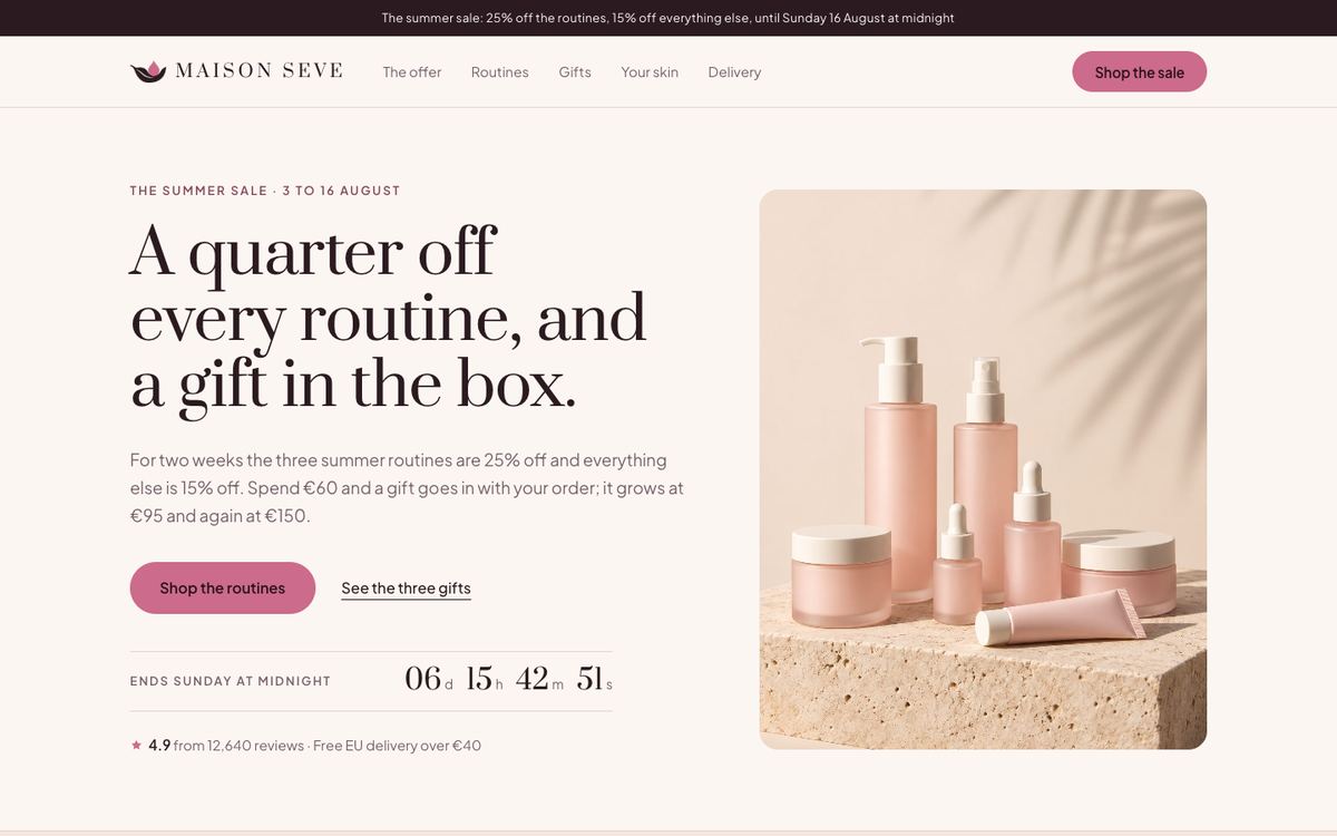 Skincare Summer Sale landing page template