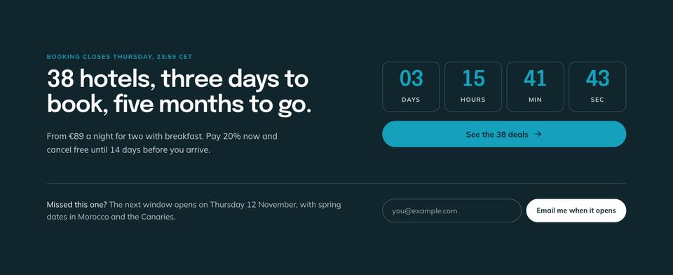 Hotel Flash Deals template — Countdown section