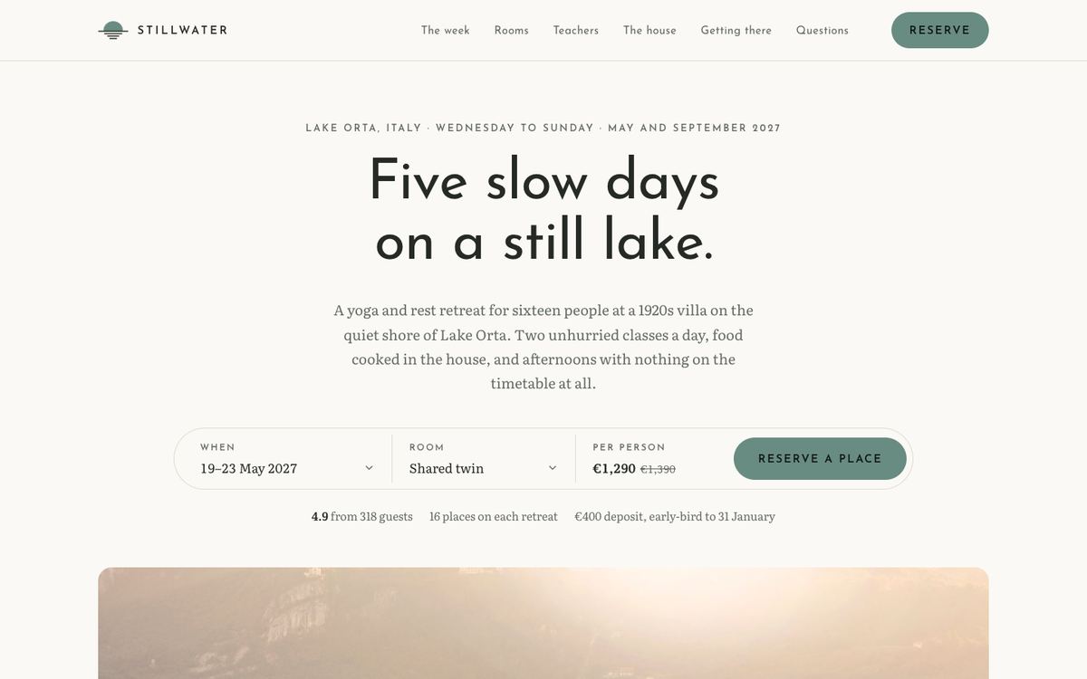 Wellness Retreat landing page template