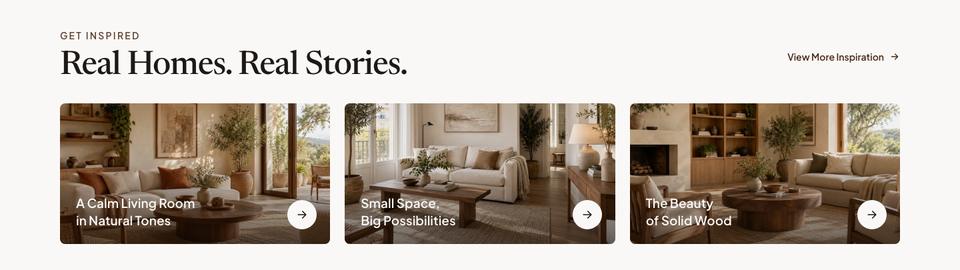 Wooden Furniture Sale template — Inspiration section
