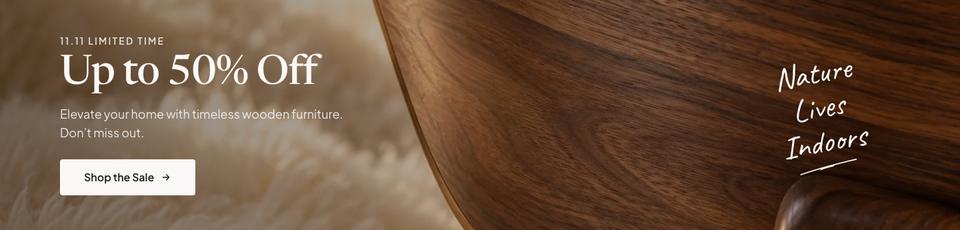 Wooden Furniture Sale template — Offer banner section