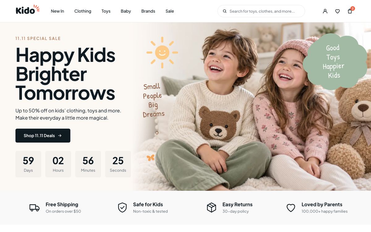 Kids 11.11 Sale landing page template