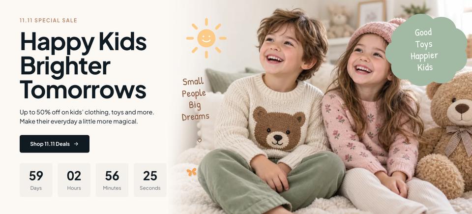 Kids 11.11 Sale template — Hero section