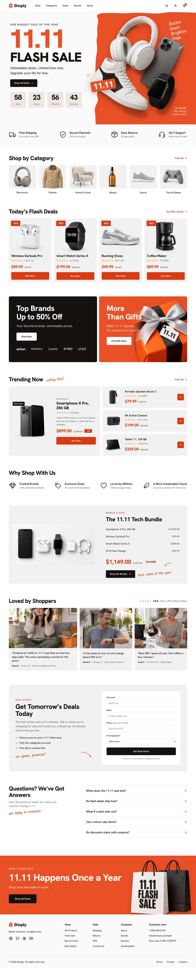 11.11 Flash Sale template, the whole page on desktop