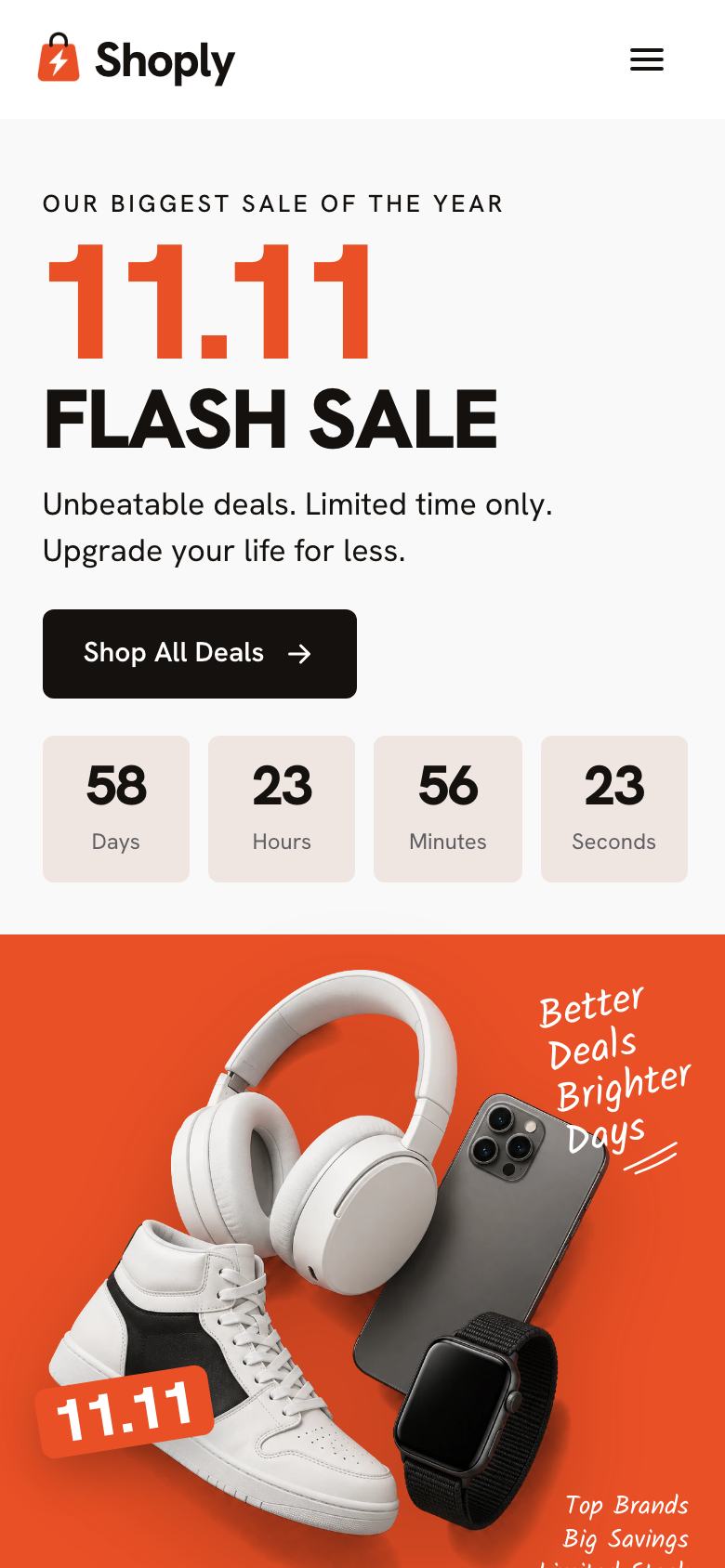 11.11 Flash Sale landing page template on a phone