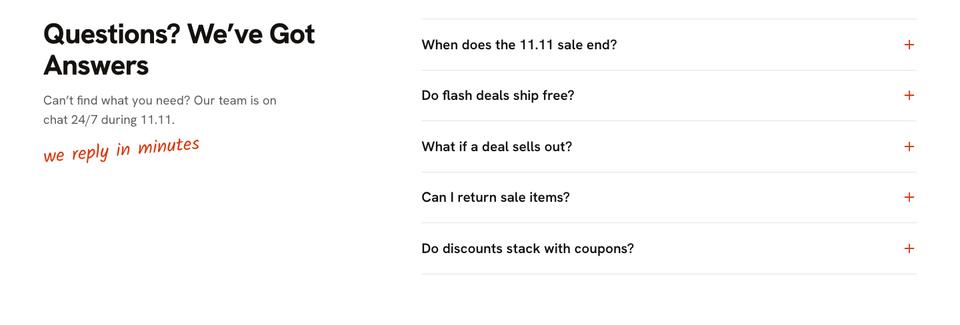 11.11 Flash Sale template — Questions section