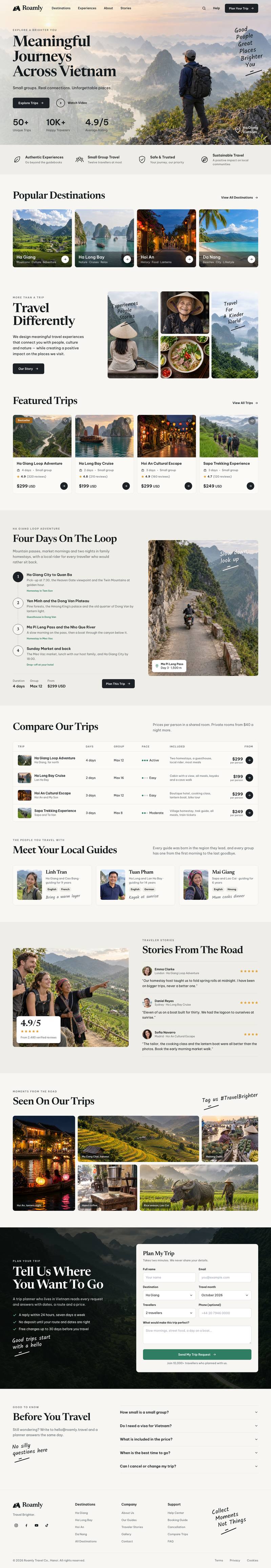 Vietnam Journeys template, the whole page on desktop