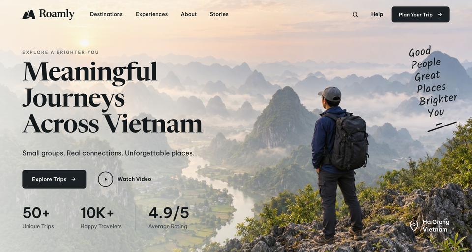 Vietnam Journeys template — Hero section