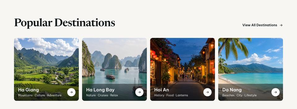 Vietnam Journeys template — Destinations section
