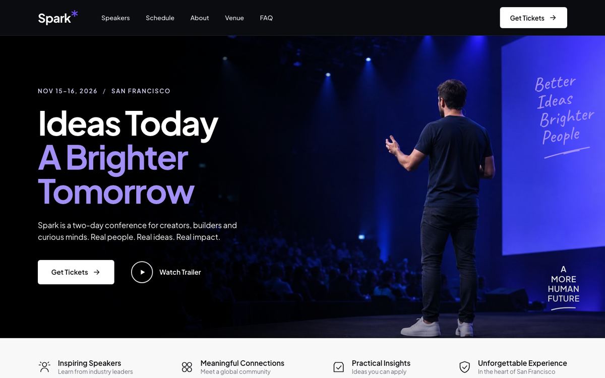 Creator Conference landing page template