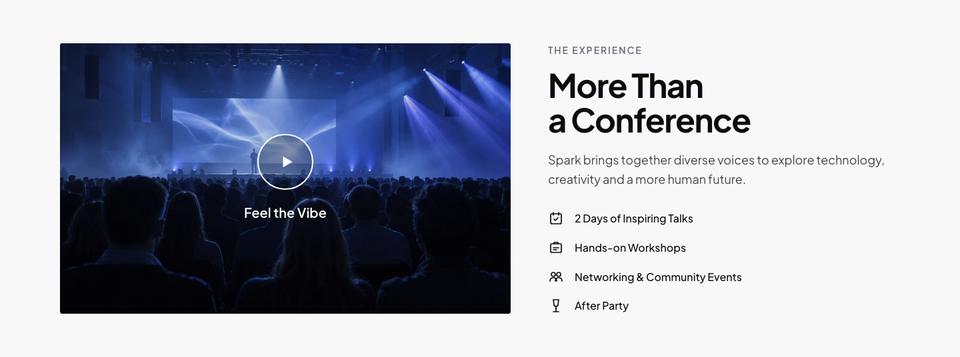 Creator Conference template — The experience section