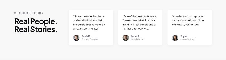 Creator Conference template — Attendee quotes section