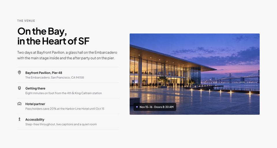 Creator Conference template — Venue section